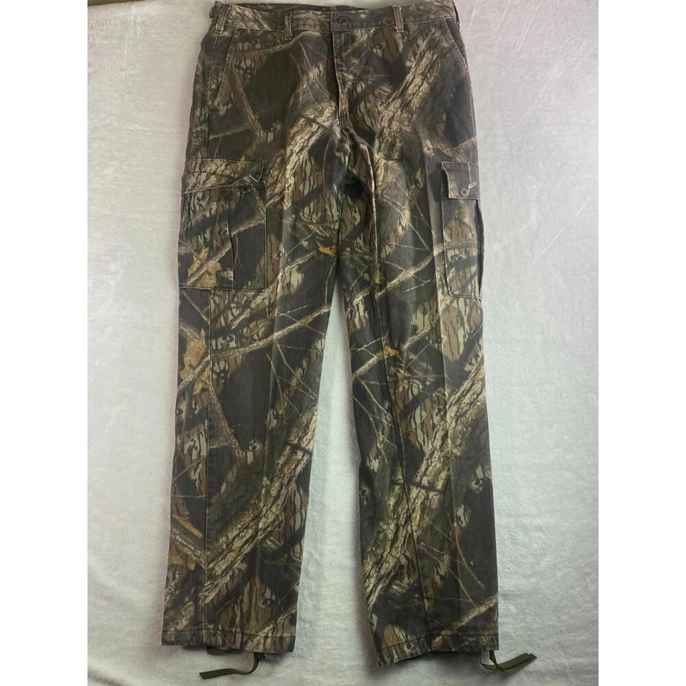 VTG 80s 90s Mossy Oak Camo Cargo Pants Full Foliage Size Large 37x33 Hunting